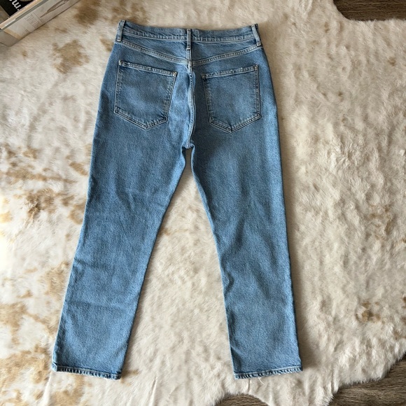 NEW Agolde Riley High-Rise Distressed Straight Leg Crop in Whiplash 31 - Picture 8 of 16